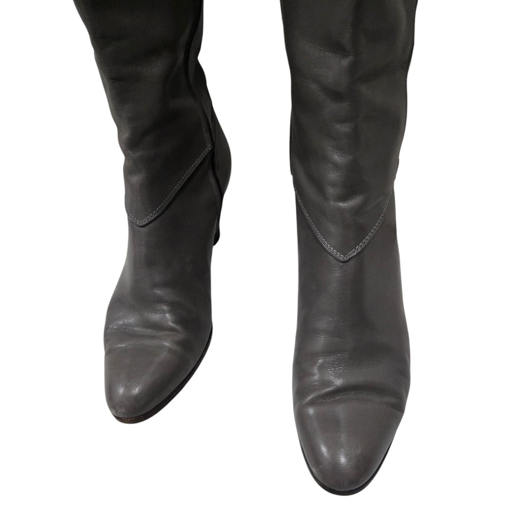 Vintage Salvatore Ferragamo Grey Leather Riding Boots Women's Size 8.5M Italy